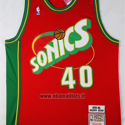 Maillot Seattle Supersonics Shawn Kemp No 40 Historic Retro Rouge